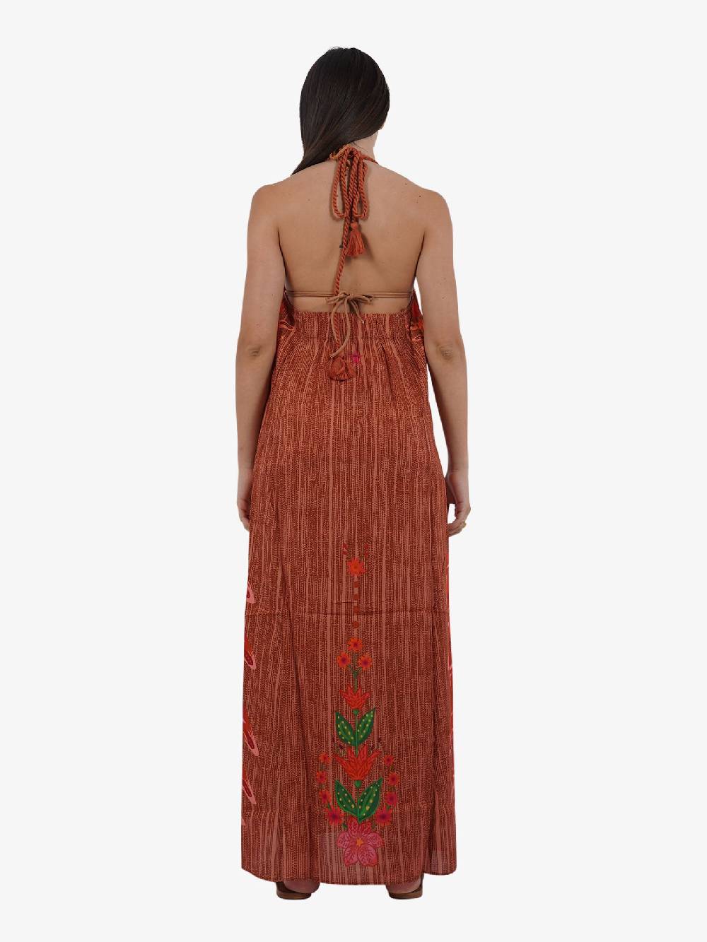 PIN UP Copricostume abito lungo aperto stampa wingsPE130A donna viscosa marrone Ultimi tre giorni