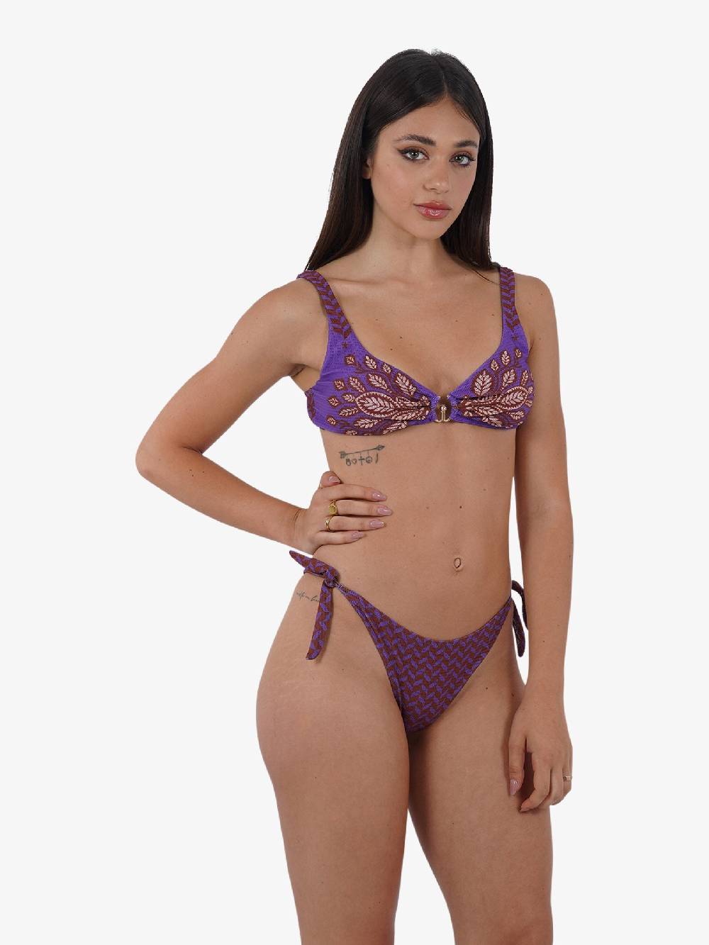 PIN UP Costume da bagno bikini brasserie stampa beautiful treePE044F donna viola ACQUISTA ORA