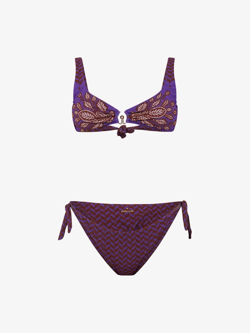 PIN UP Costume da bagno bikini brasserie stampa beautiful treePE044F donna viola ACQUISTA ORA