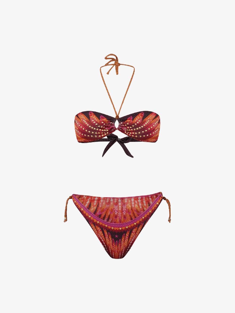PIN UP Costume da bagno bikini fascia con borchie stampa wingsPE031CF donna marrone Latest stili