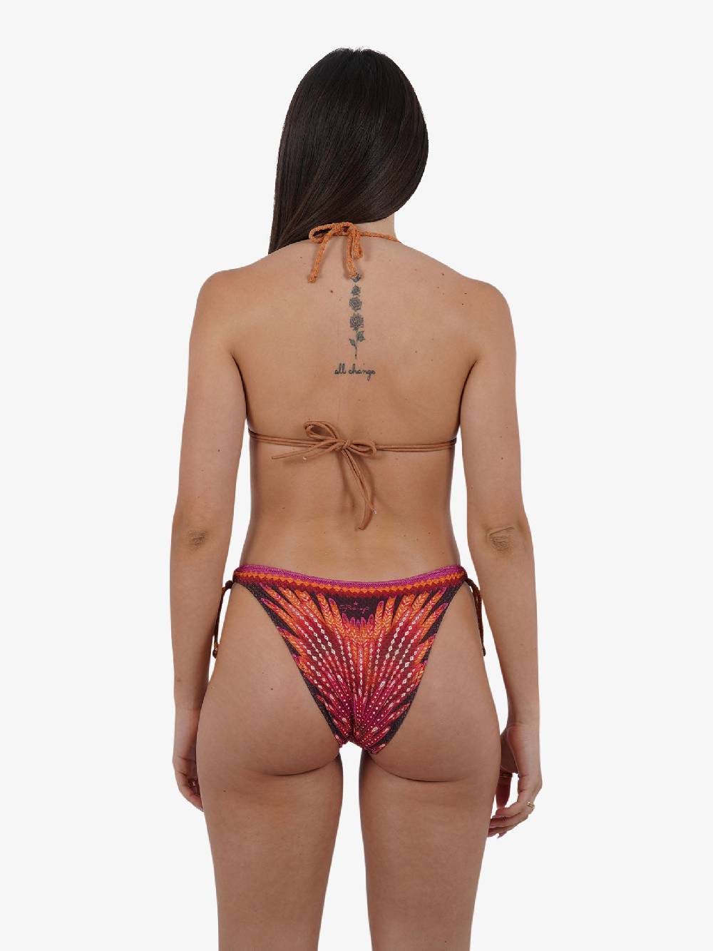 PIN UP Costume da bagno bikini triangolo con borchie stampa wingsPE030F donna marrone Ultimi due giorni