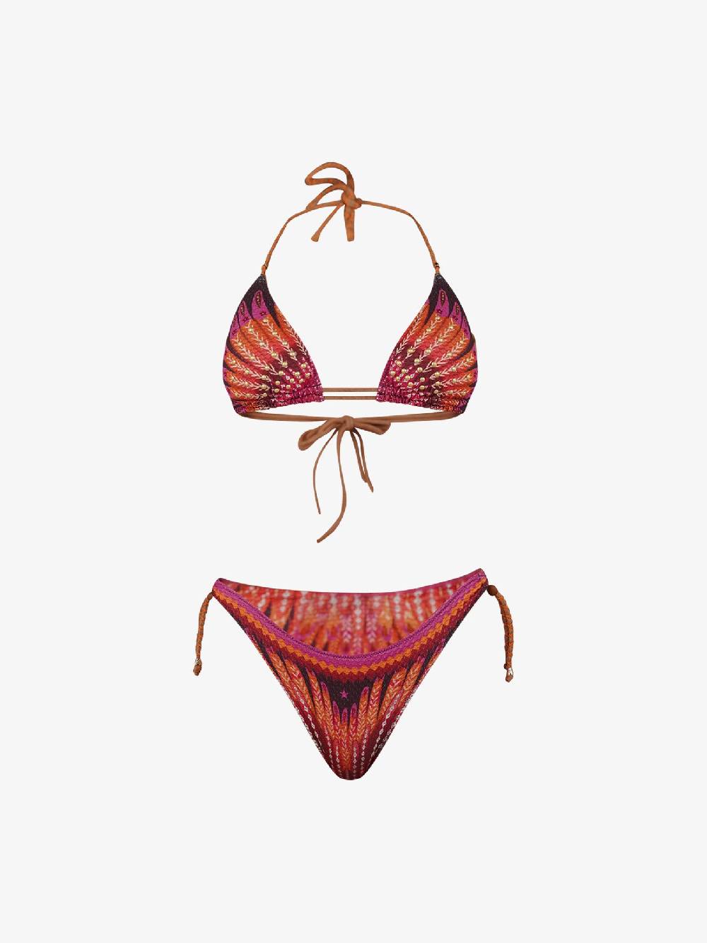 PIN UP Costume da bagno bikini triangolo con borchie stampa wingsPE030F donna marrone Ultimi due giorni