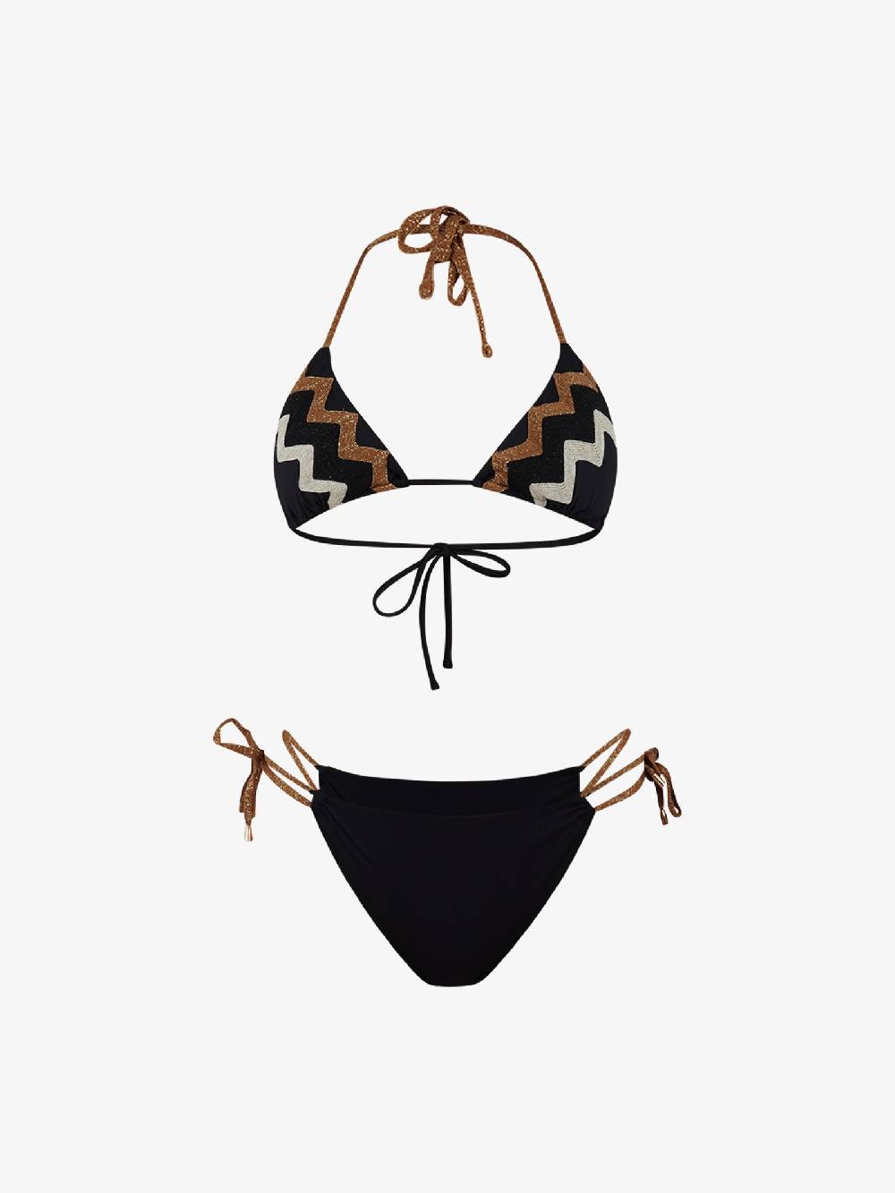 MISS BIKINI Costume da bagno bikini triangolo con inserti zig zag V4147S donna nero Fino al 65% di sconto