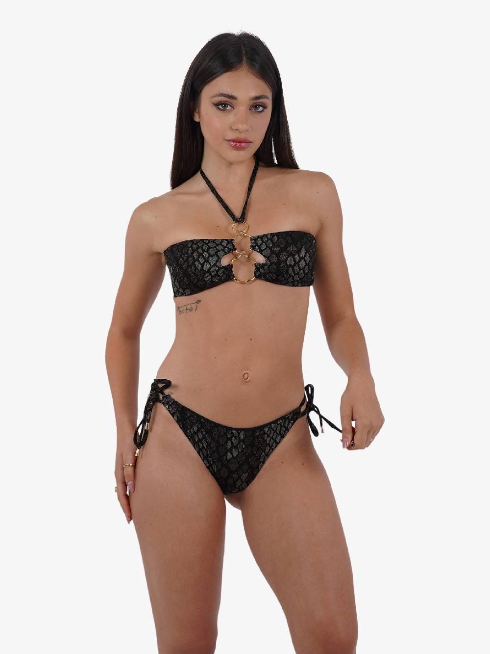 MISS BIKINI Costume da bagno bikini a fascia pitonato V4098S donna marrone Sostegno trimestrale