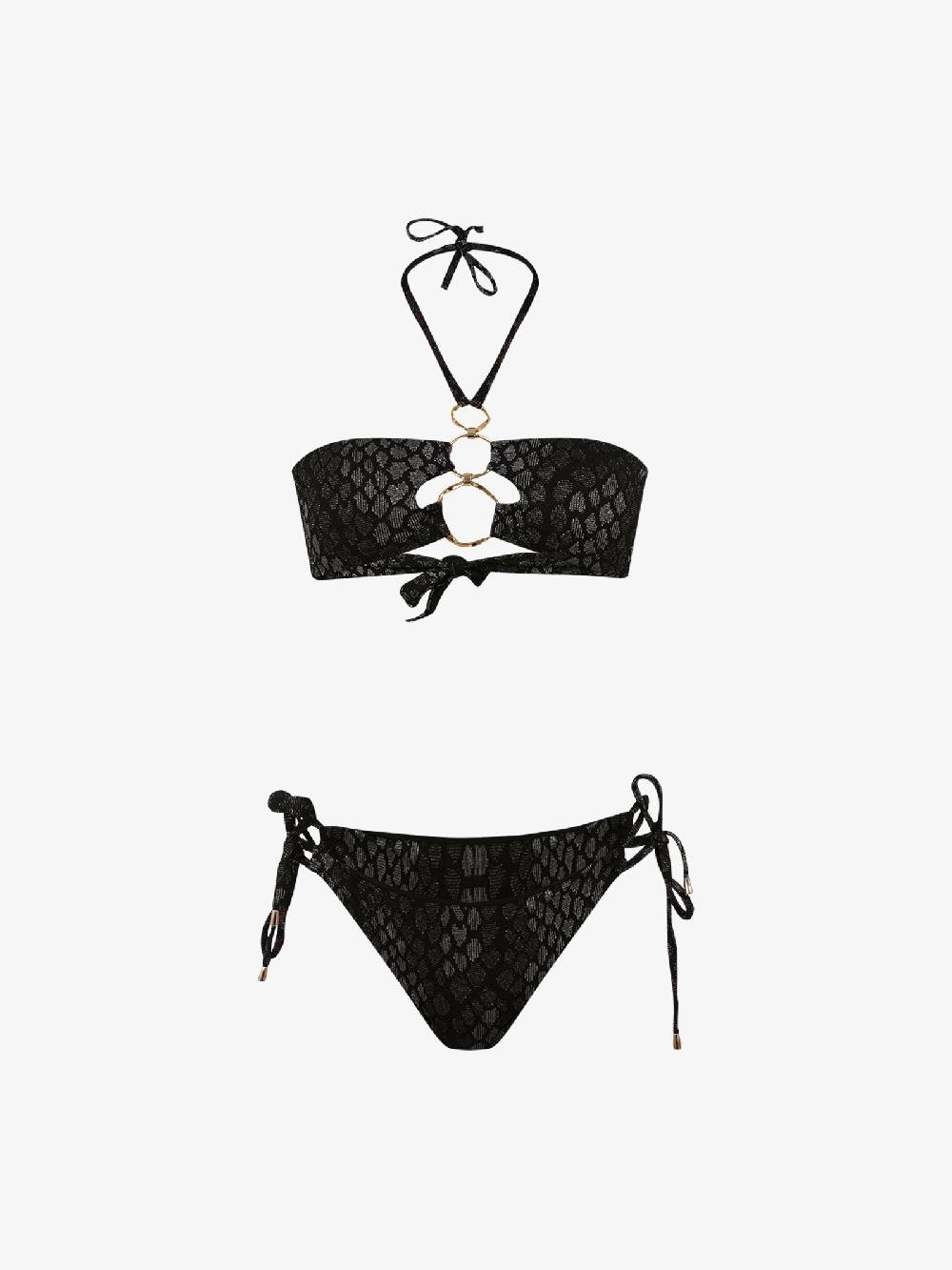 MISS BIKINI Costume da bagno bikini a fascia pitonato V4098S donna marrone Sostegno trimestrale