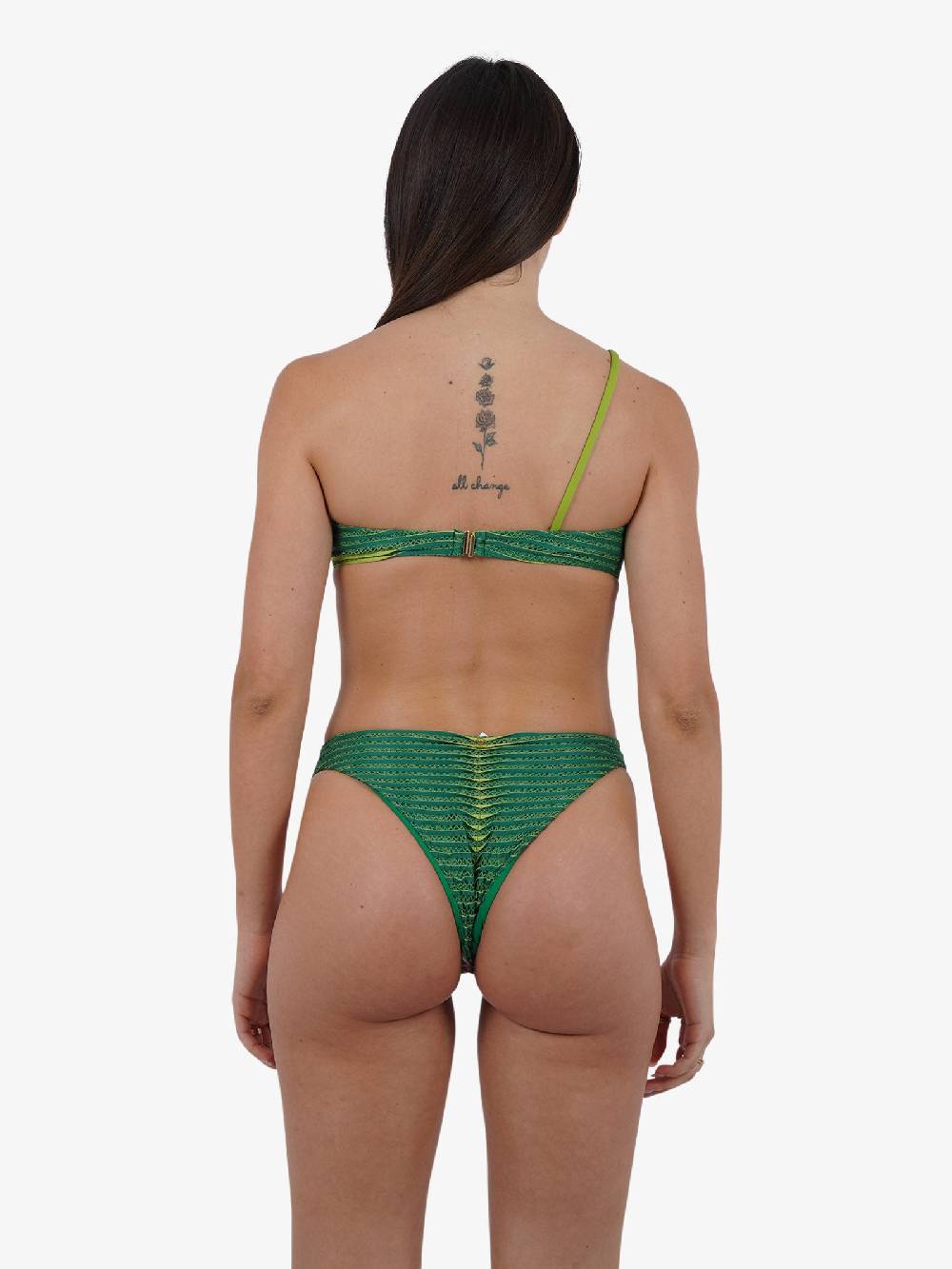 MISS BIKINI Costume da bagno bikini a fascia monospalla ondina con palline V4094S donna verde Discount Store per i nuovi prodotti