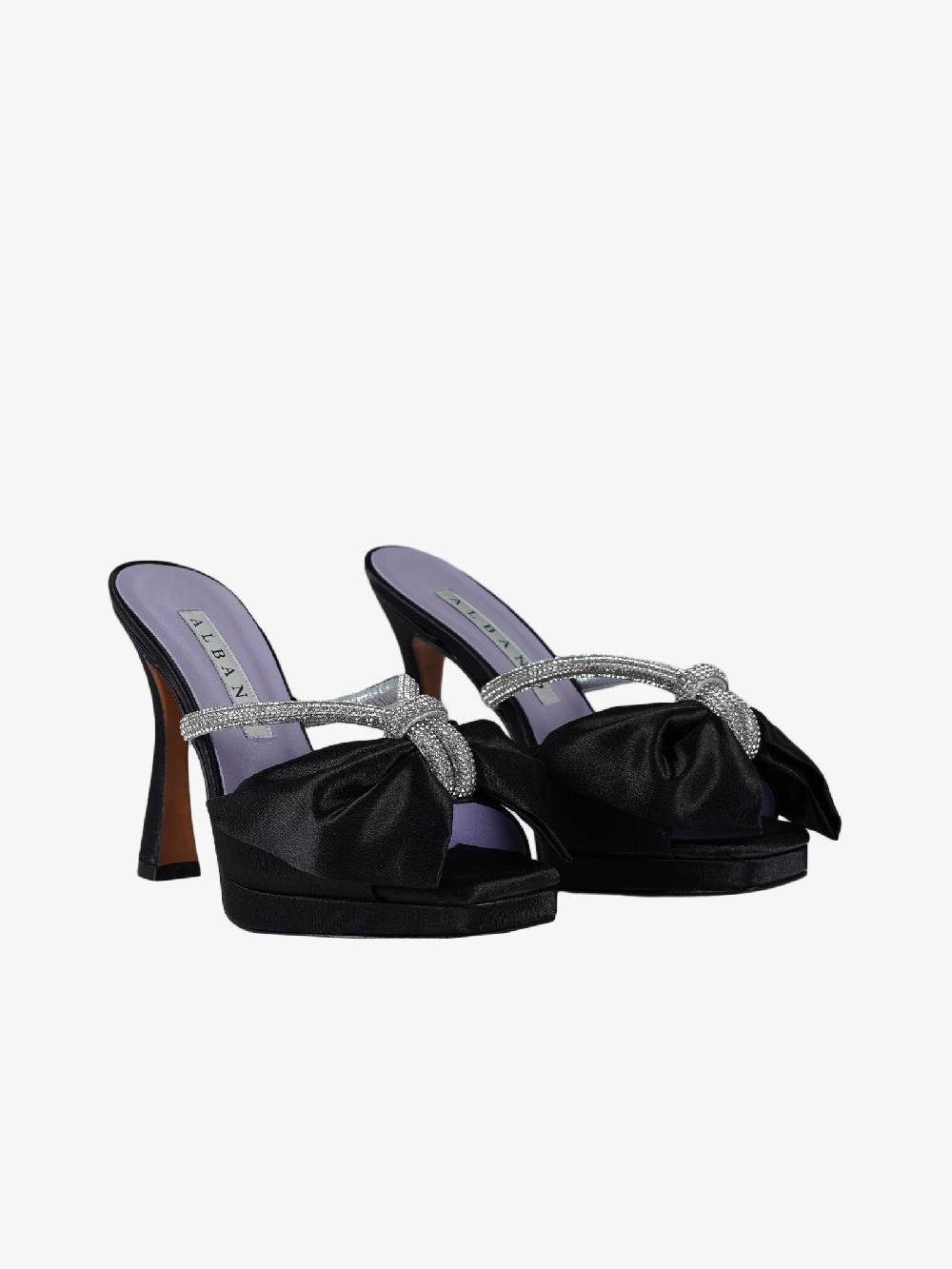 ALBANO Sandali sabot 3271 Raso Nero donna con strass Officina
