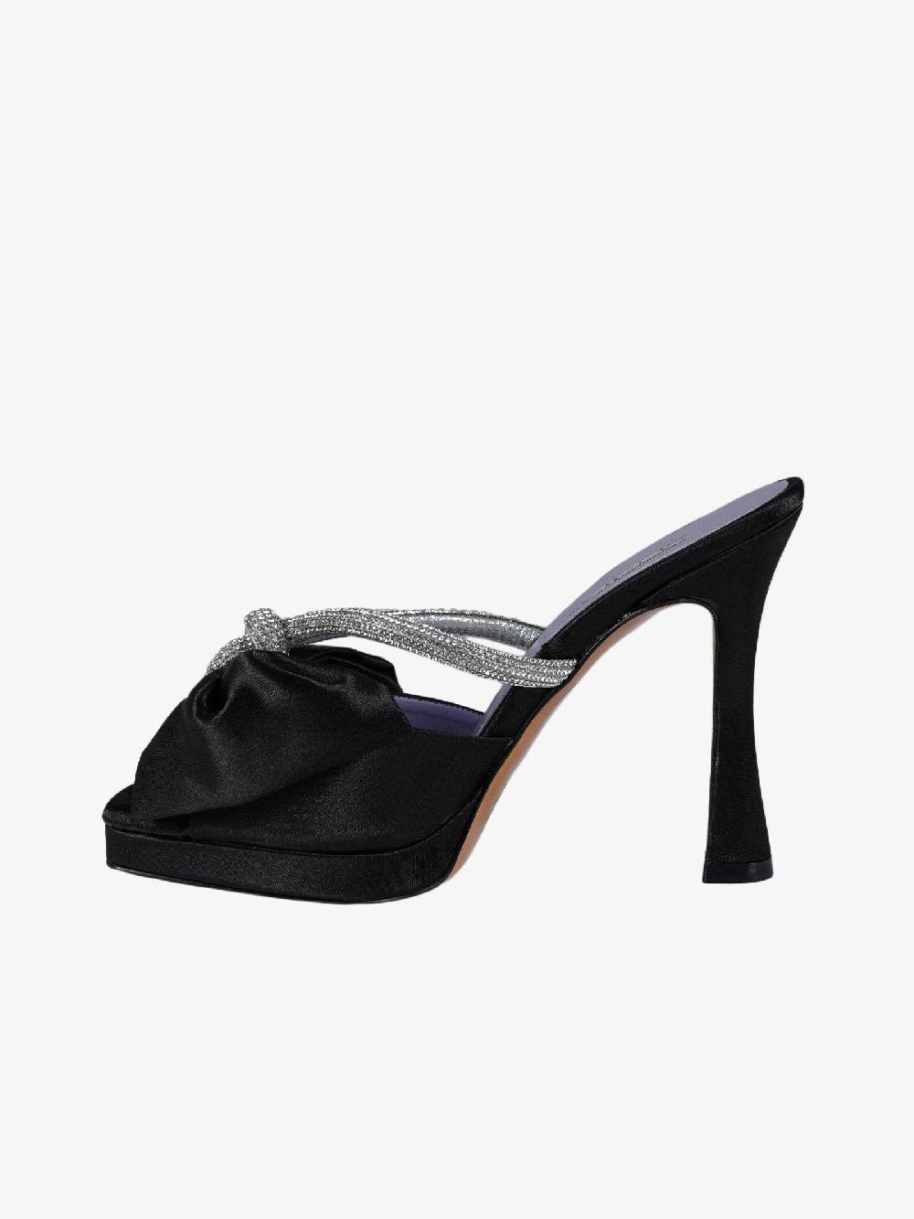 ALBANO Sandali sabot 3271 Raso Nero donna con strass Officina