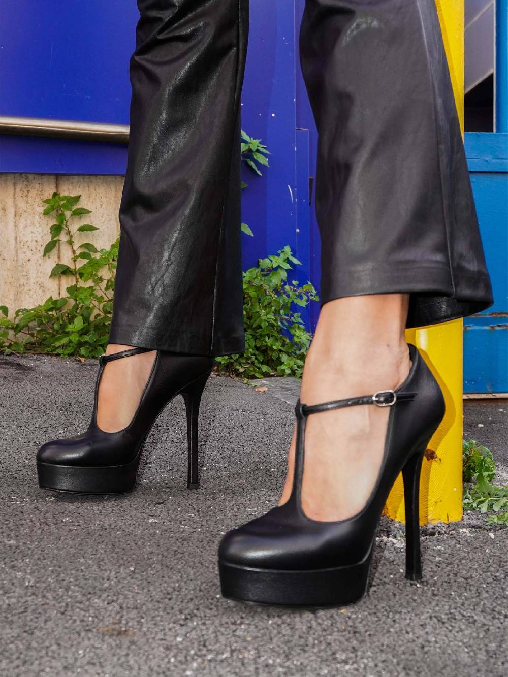 MARC ELLIS Décolleté MT23 donna in pelle nera con platform Vendita
