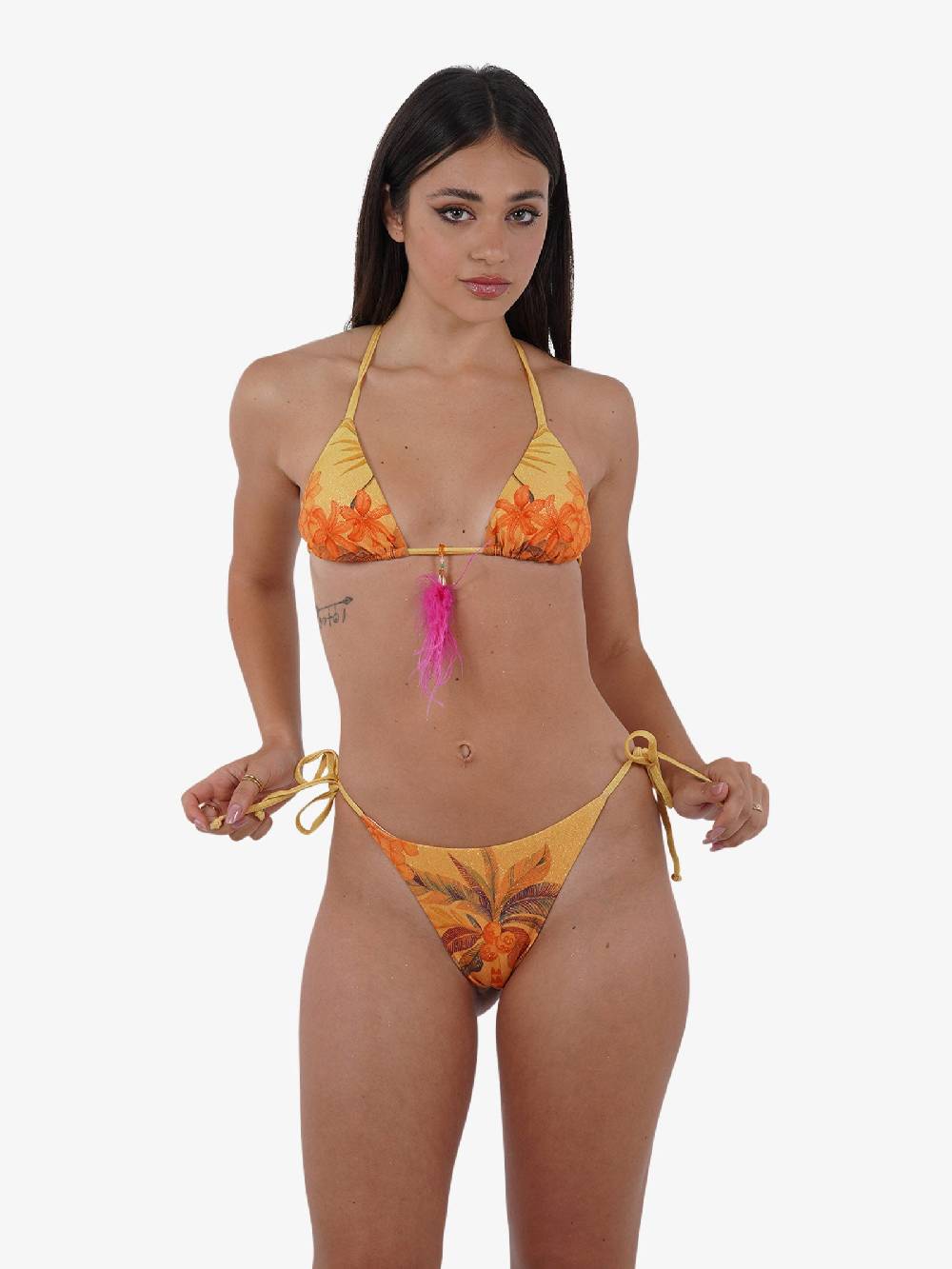 DISTRICT BY MARGHERITA MAZZEI Costume da bagno slip laccetti 4FS58 donna giallo Affare Del Giorno