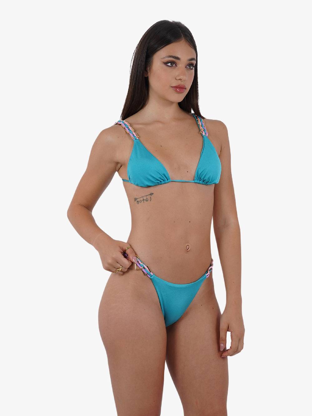 DISTRICT BY MARGHERITA MAZZEI Costume da bagno slip chiuso 4FQ58 donna azzurro Presa