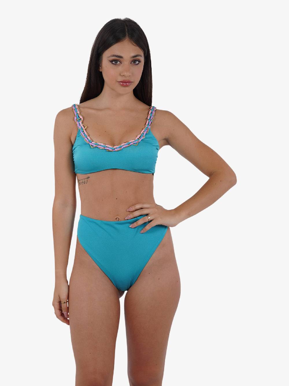 DISTRICT BY MARGHERITA MAZZEI Costume da bagno slip coulotte 4FQ26 donna azzurro Economico