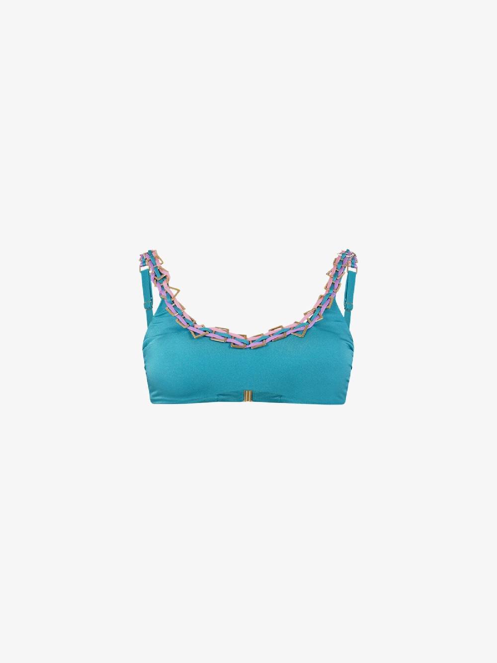 DISTRICT BY MARGHERITA MAZZEI Costume da bagno bikini brassiere 4FQ18 donna azzurro In Vendita