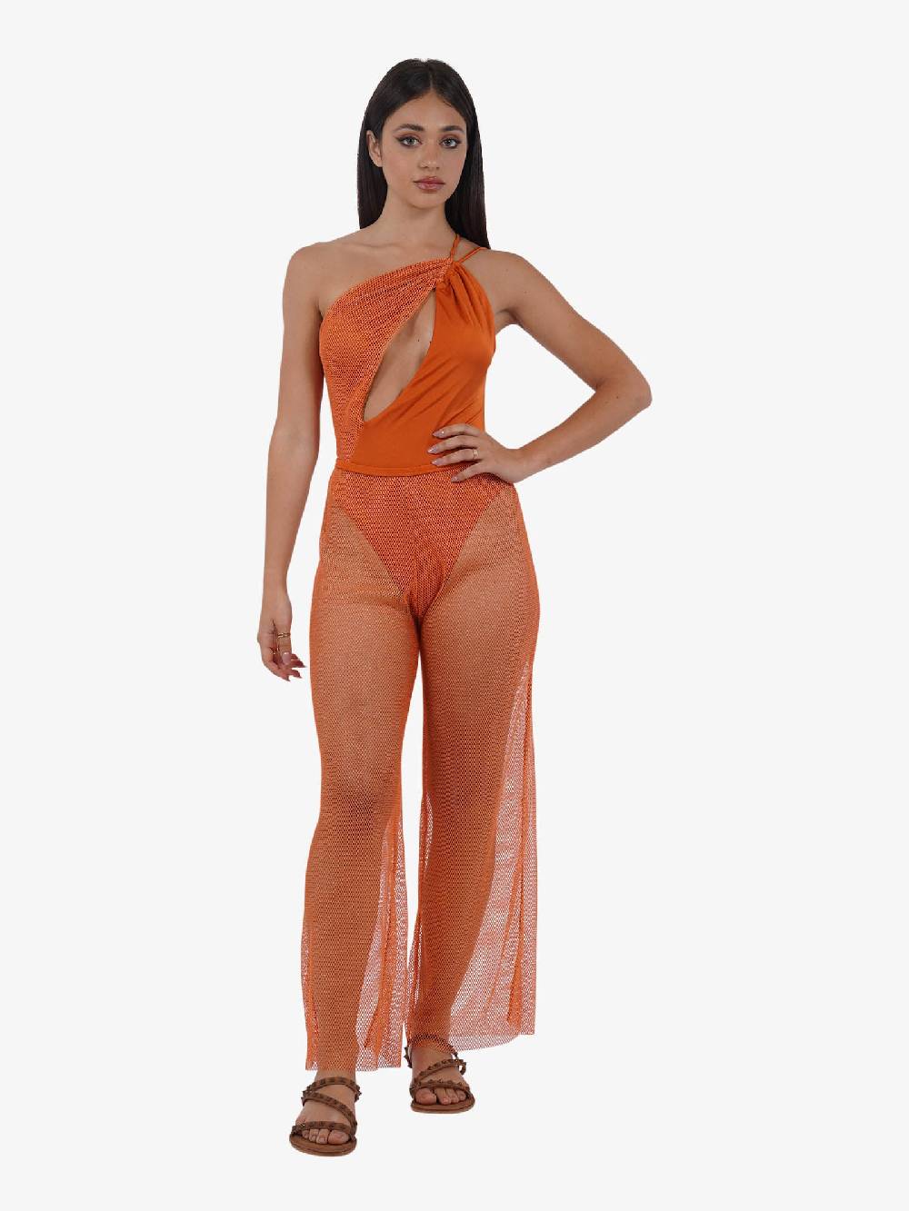 COTAZUR Copricostume pantalone micro rete CTZ02066 donna arancione Offerte
