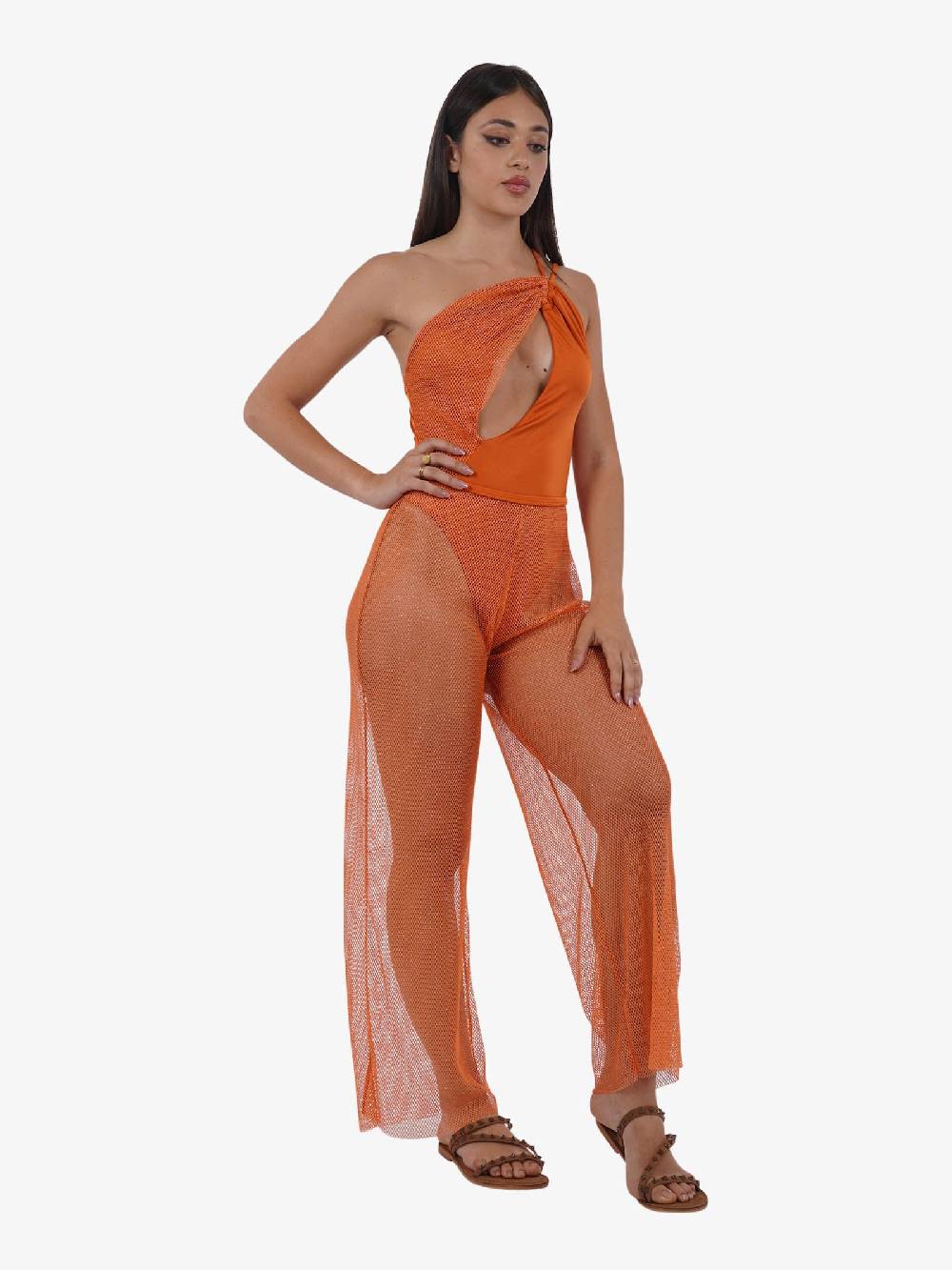COTAZUR Copricostume pantalone micro rete CTZ02066 donna arancione Offerte