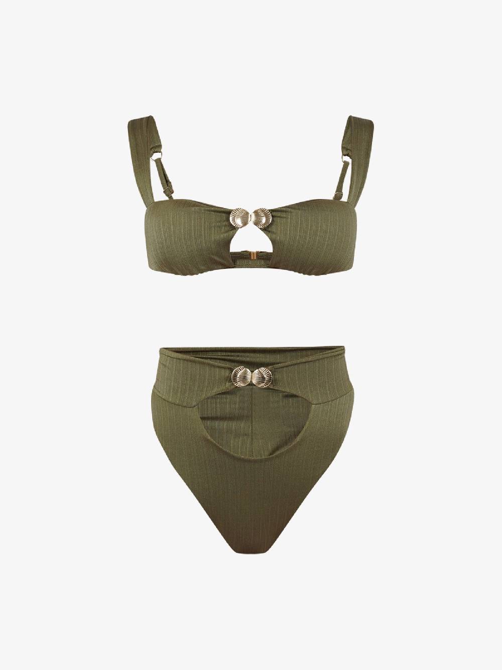 COTAZUR Costume da bagno bikini fascia conchiglia CTZ01428 donna verde Saldi Di Fabbrica