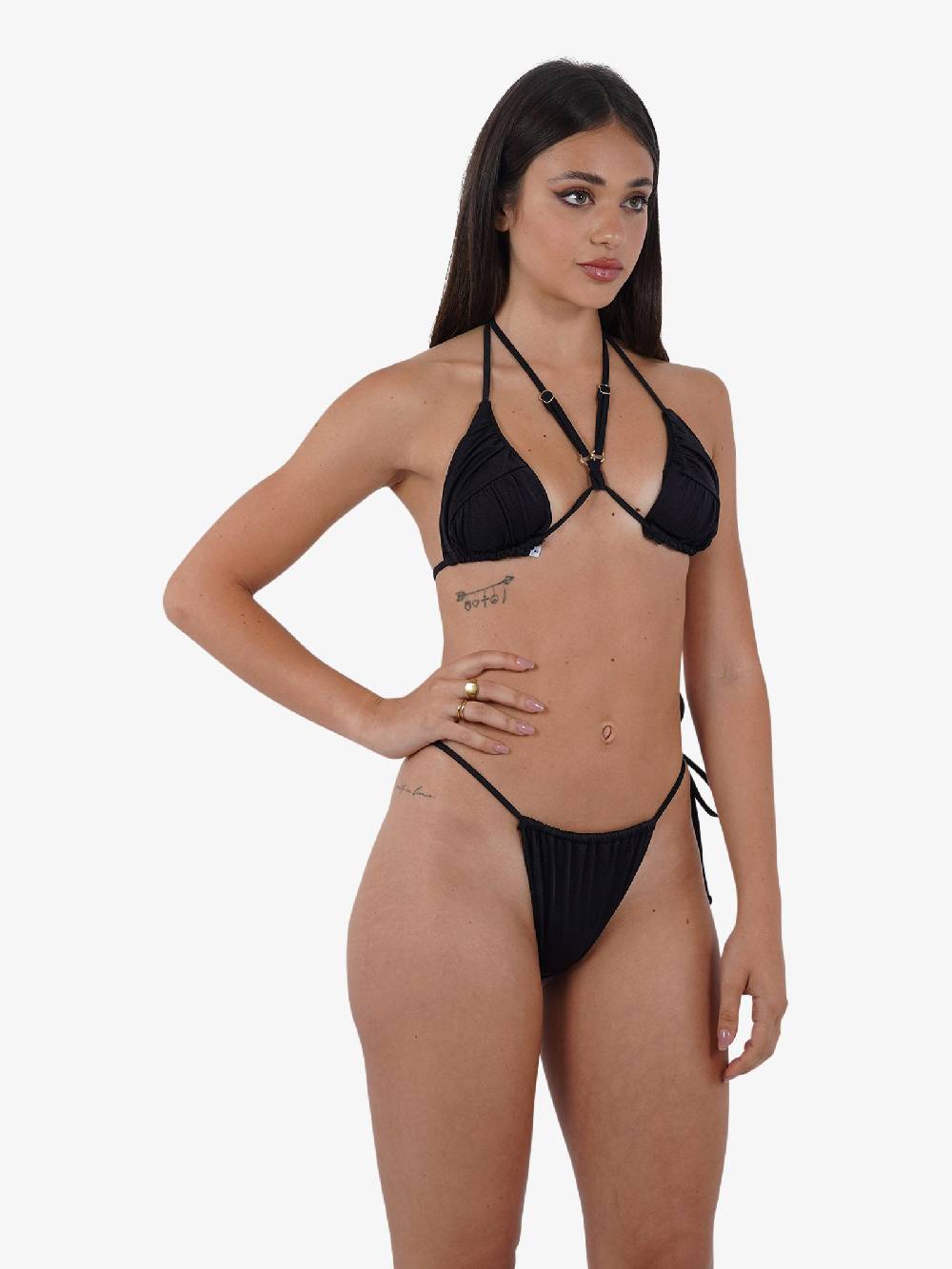 COTAZUR Costume da bagno triangolo drappeggio CTZ01358 donna nero Spedizione gratuita