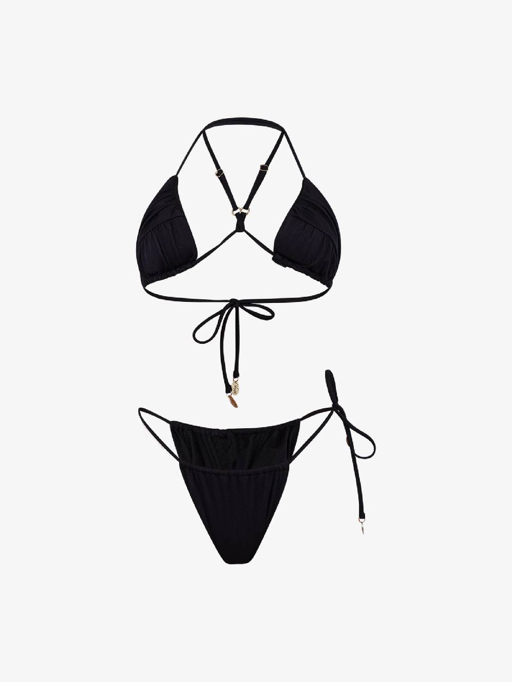 COTAZUR Costume da bagno triangolo drappeggio CTZ01358 donna nero Spedizione gratuita