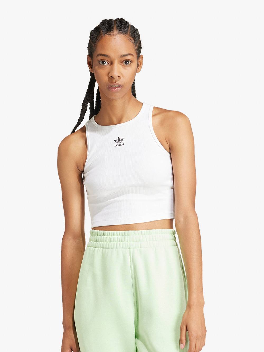 ADIDAS Canotta cropped Essentials Rib IY5920 donna cotone bianco Prezzo di fabbrica