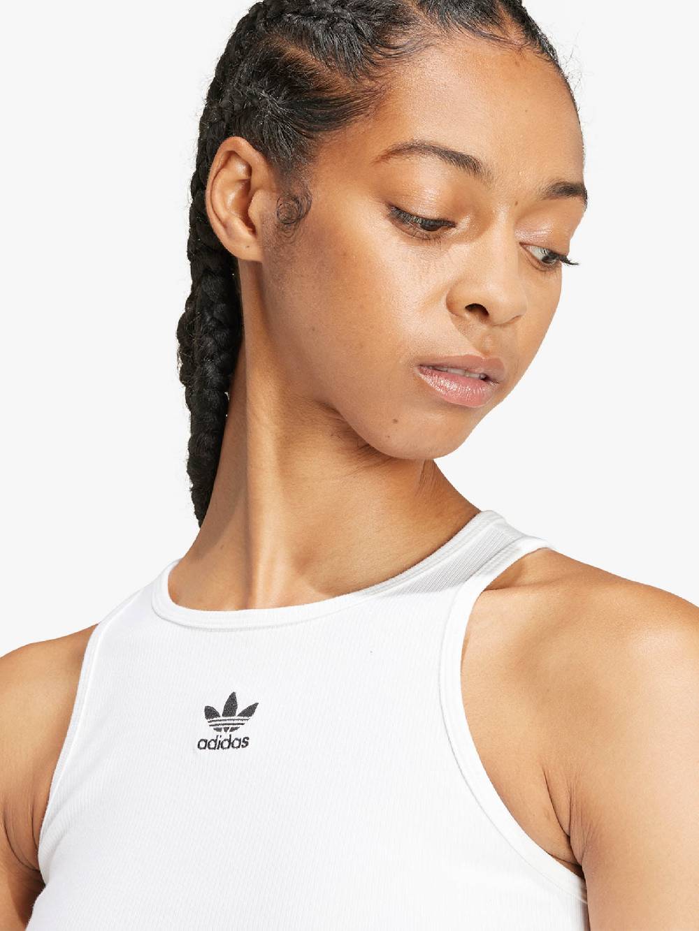 ADIDAS Canotta cropped Essentials Rib IY5920 donna cotone bianco Prezzo di fabbrica