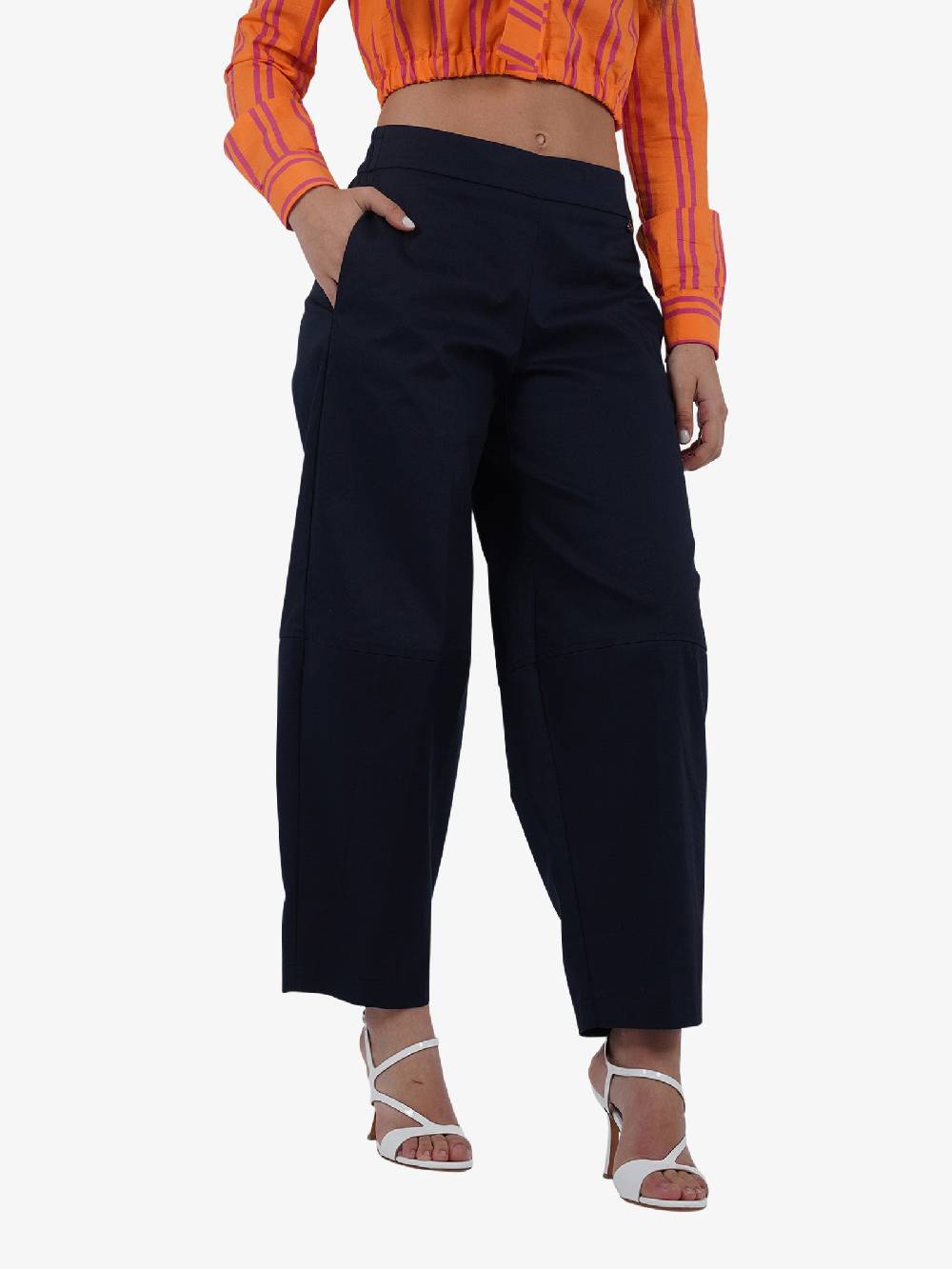 DIXIE Pantalone a palazzo P840J147 donna cotone blu Vendite stagionali