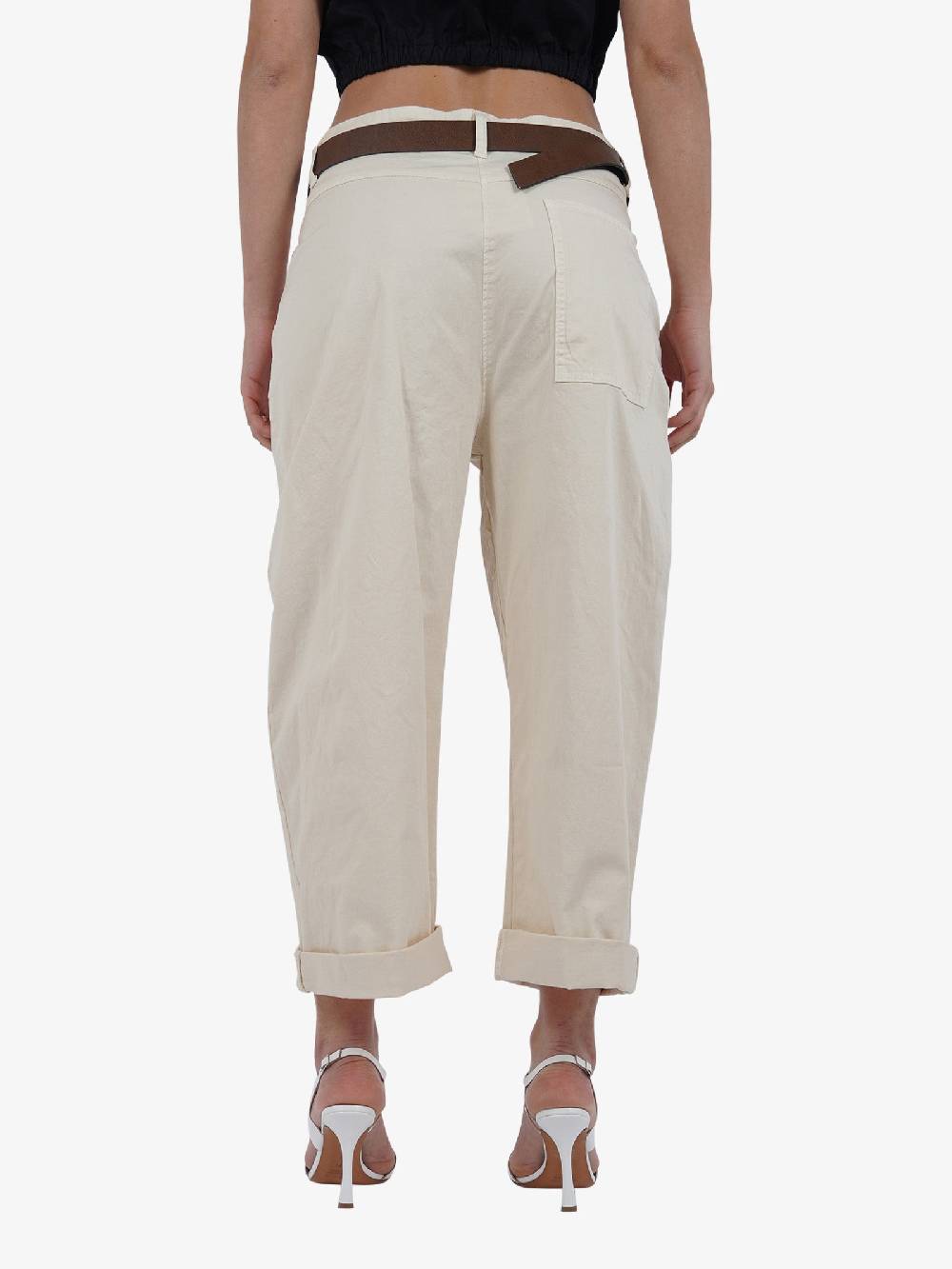 DIXIE Pantalone a gamba larga P773J185 donna cotone panna Black Friday