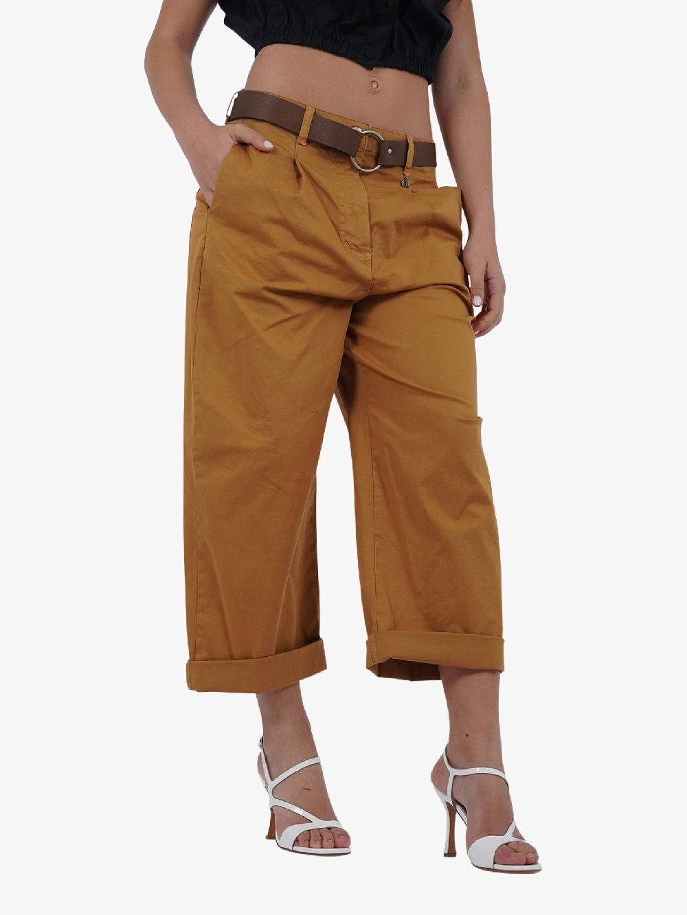 DIXIE Pantalone a gamba larga P773J185 donna cotone beige Cyber Monday