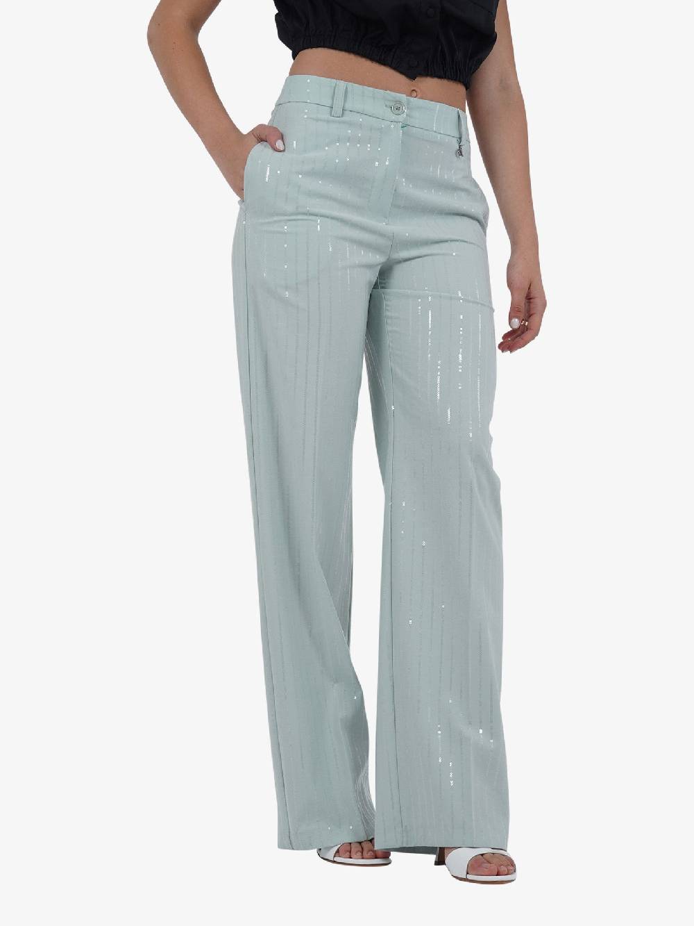 DIXIE Pantalone straight con piega stirata P041J095 donna verde Offerta natalizia