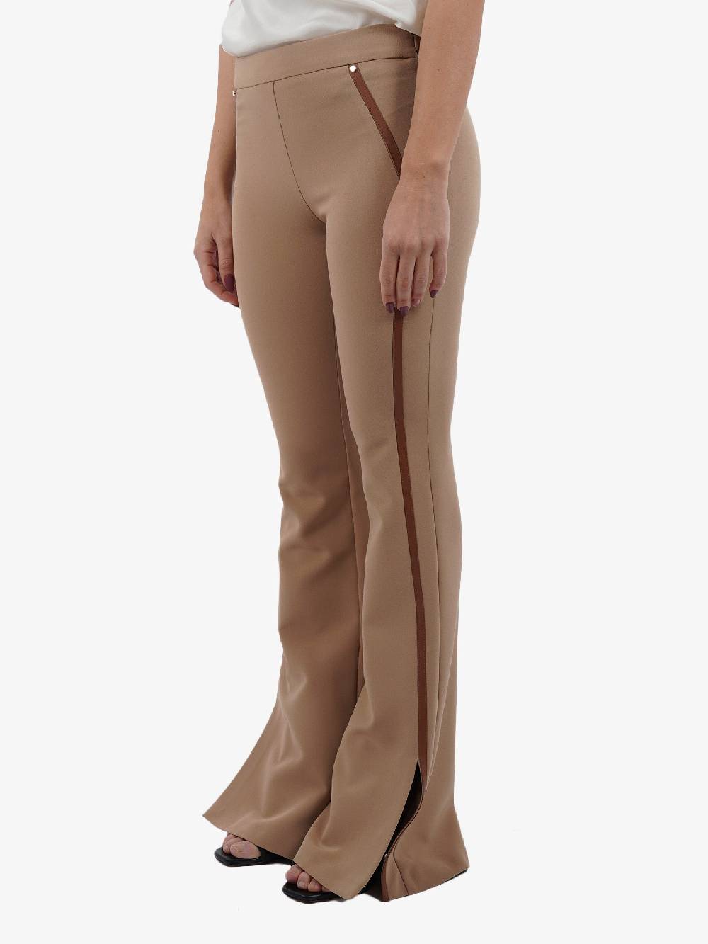 SPACE SIMONA CORSELLINI Pantalone flared donna beige Offerte esclusive