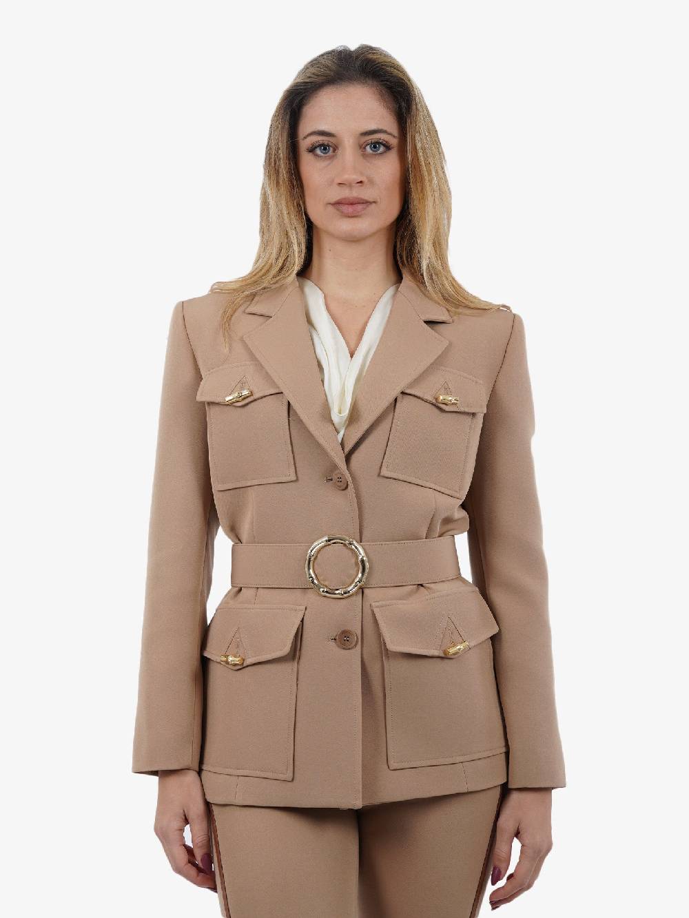 SPACE SIMONA CORSELLINI Giacca con cinturone donna beige Bestseller