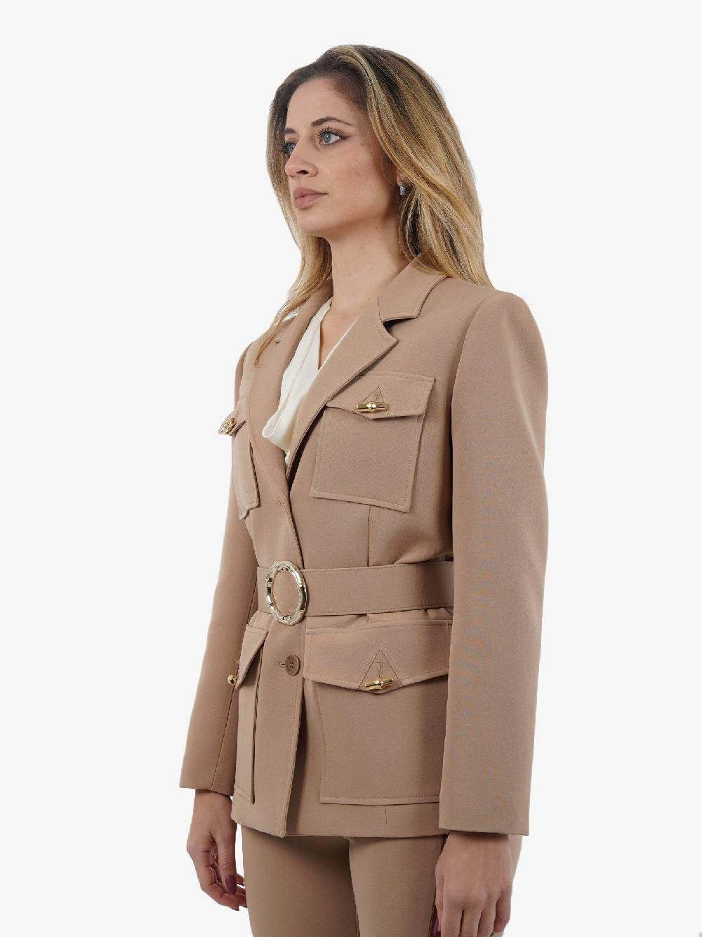 SPACE SIMONA CORSELLINI Giacca con cinturone donna beige Bestseller