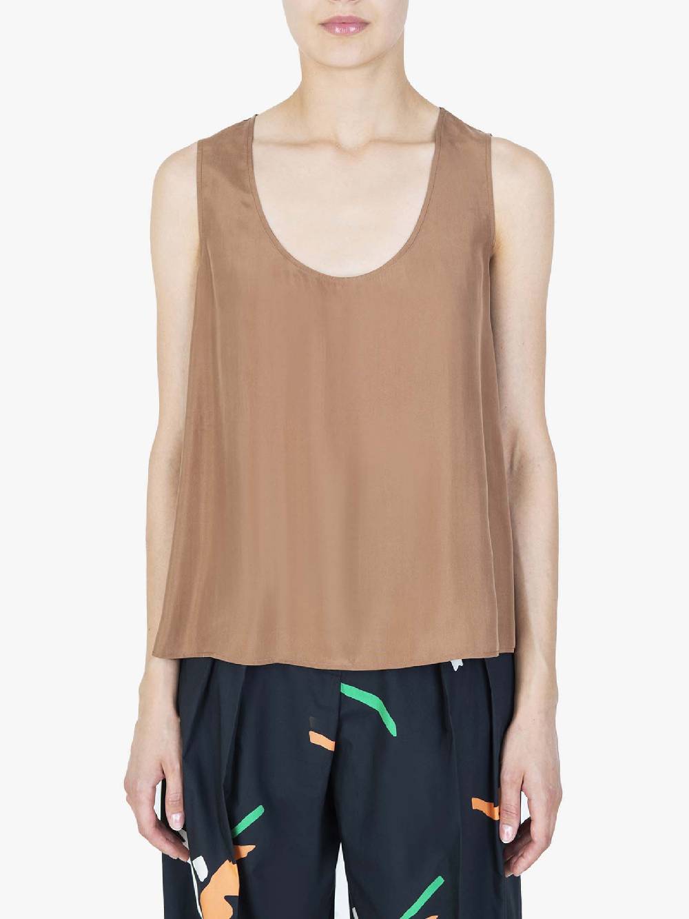 ALYSI Top Habutay donna con scollo tondo legno Offerte giornaliere