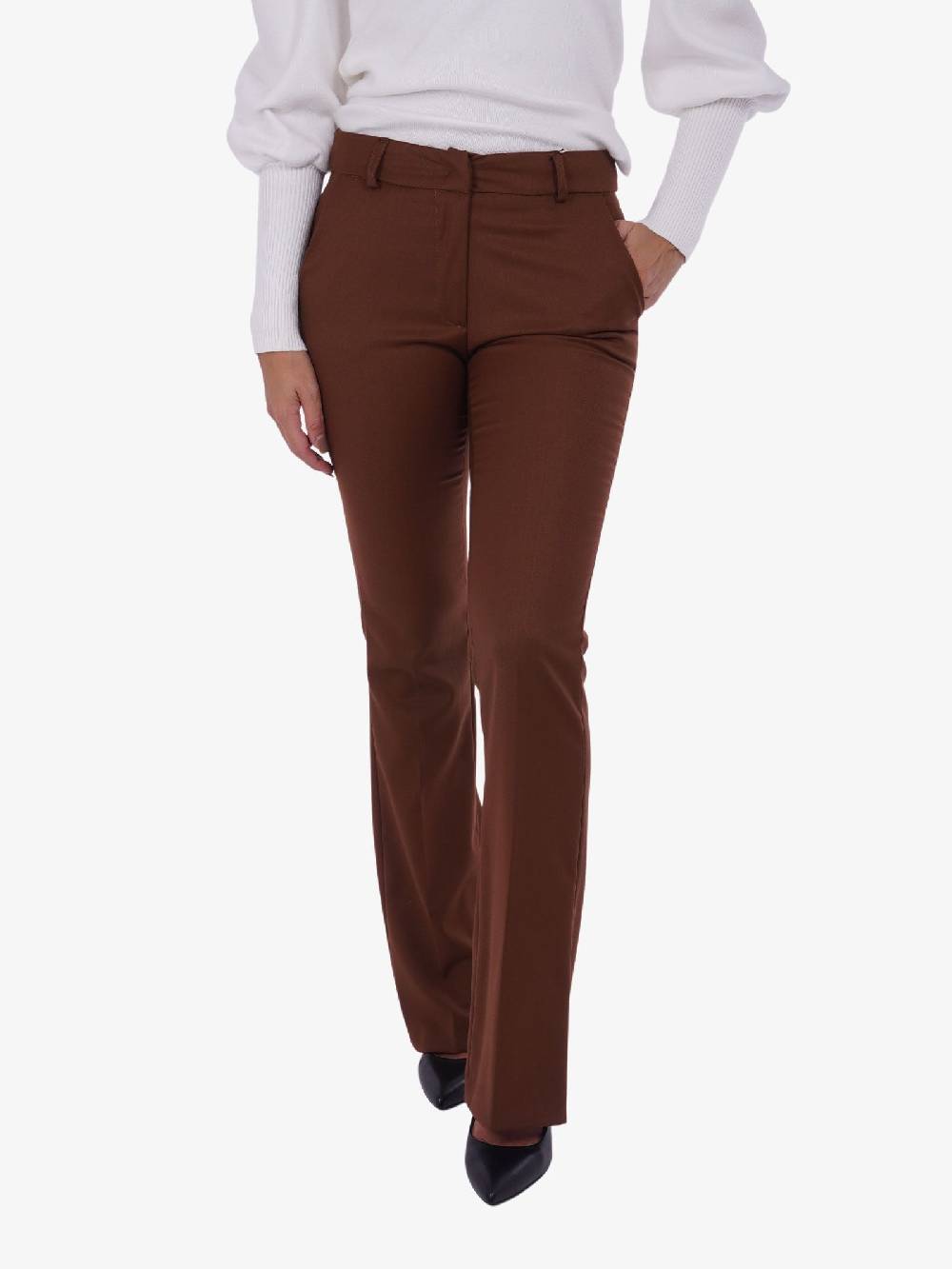 JE SUIS LE FLEUR Pantalone flared donna marrone Ritorno libero