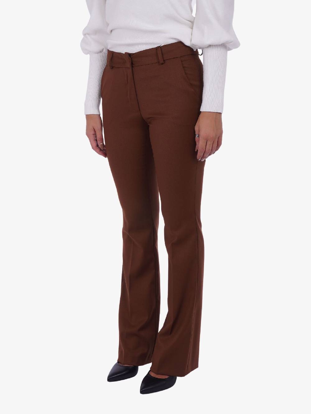 JE SUIS LE FLEUR Pantalone flared donna marrone Ritorno libero