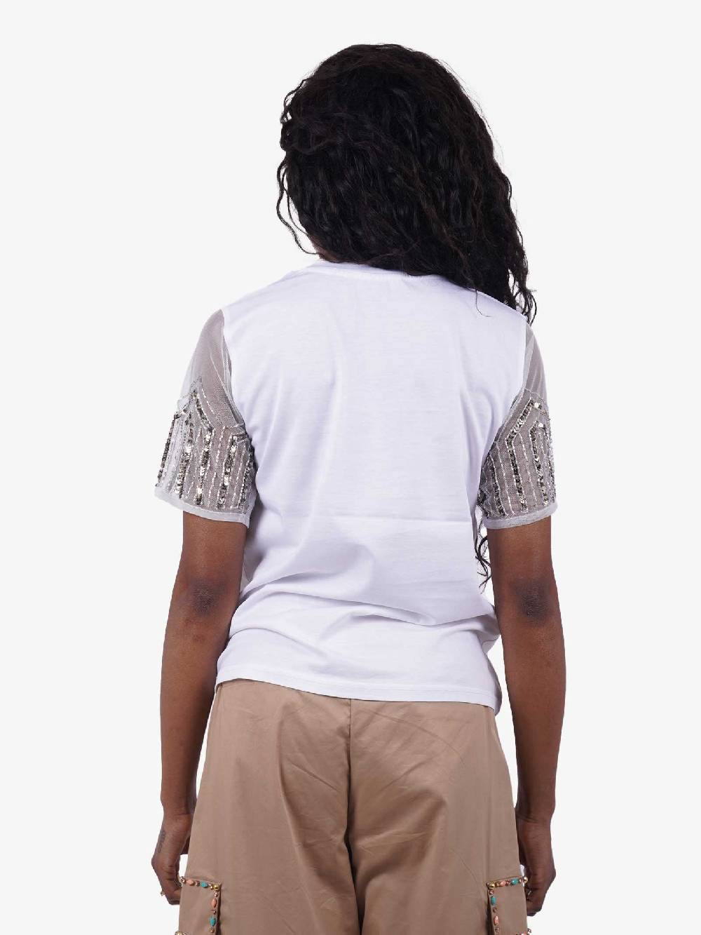 TRASH AND LUXURY Tshirt donna bianca con dettaglio maniche Fino al 60% di sconto