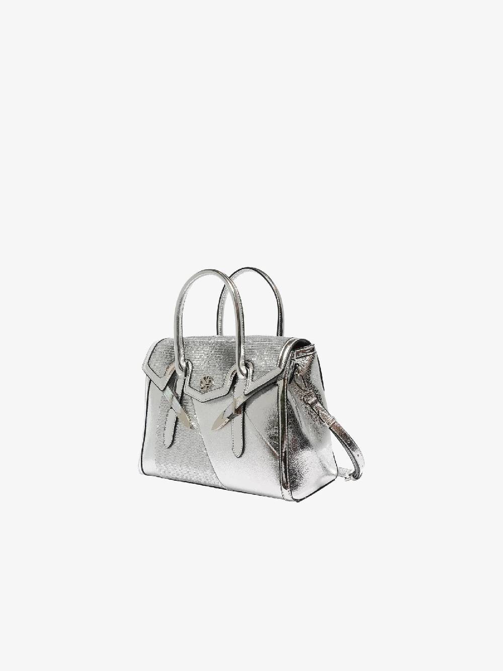 SECRET PON PON Borsa a spalla YALIS SPARKLINK MEDIUM donna argento Vendita Economica