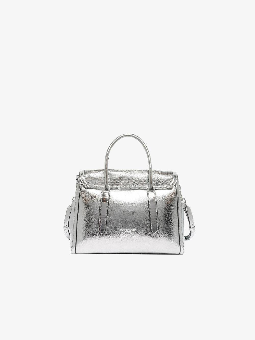 SECRET PON PON Borsa a spalla YALIS SPARKLINK MEDIUM donna argento Vendita Economica