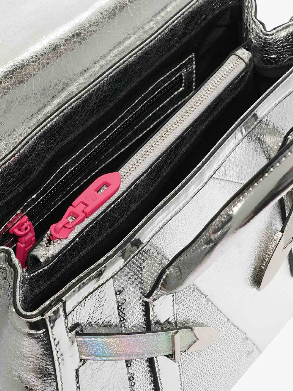 SECRET PON PON Borsa a spalla YALIS SPARKLINK MEDIUM donna argento Vendita Economica