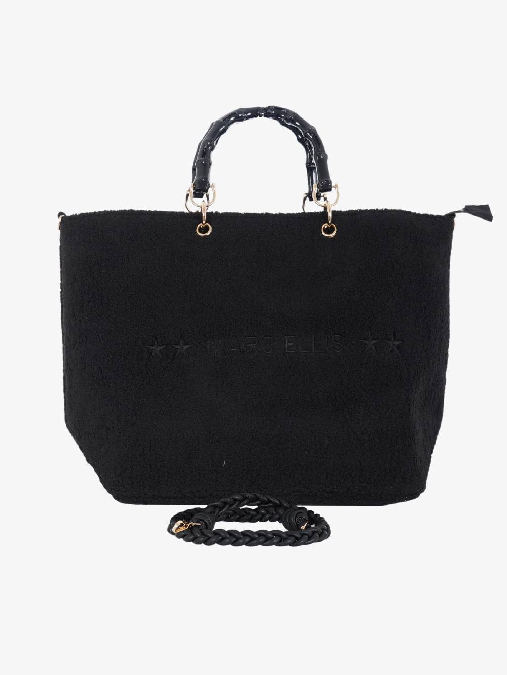 MARC ELLIS Borsa a mano Bambù Bear L donna nera con corda Latest stili