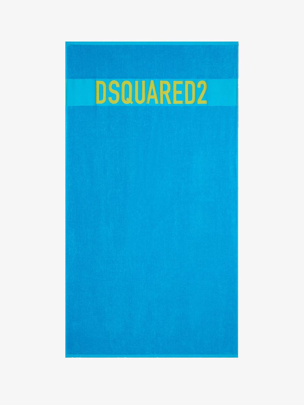 DSQUARED2 Telo da mare unisex in cotone azzurro con logo lettering a contrasto Only for today