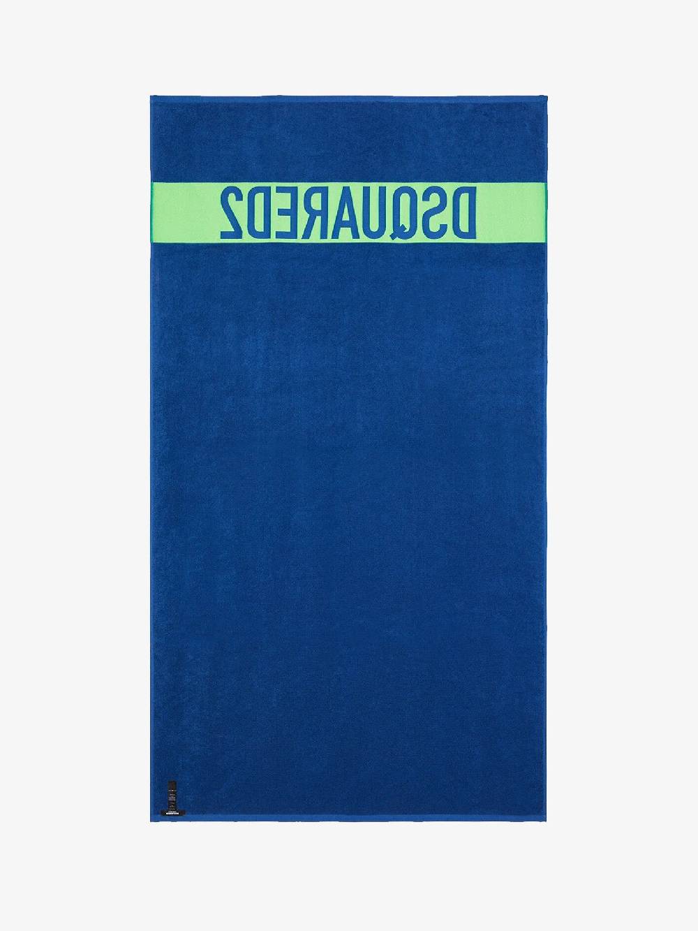 DSQUARED2 Telo da mare unisex in cotone blu con logo lettering a contrasto Offerta speciale della fabbrica