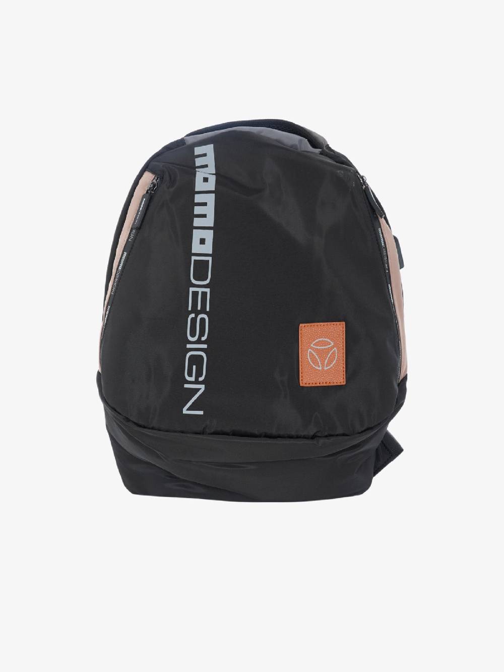 MOMO DESIGN Zaino MO-02IC ovale uomo in nylon nero scuro/cuoio