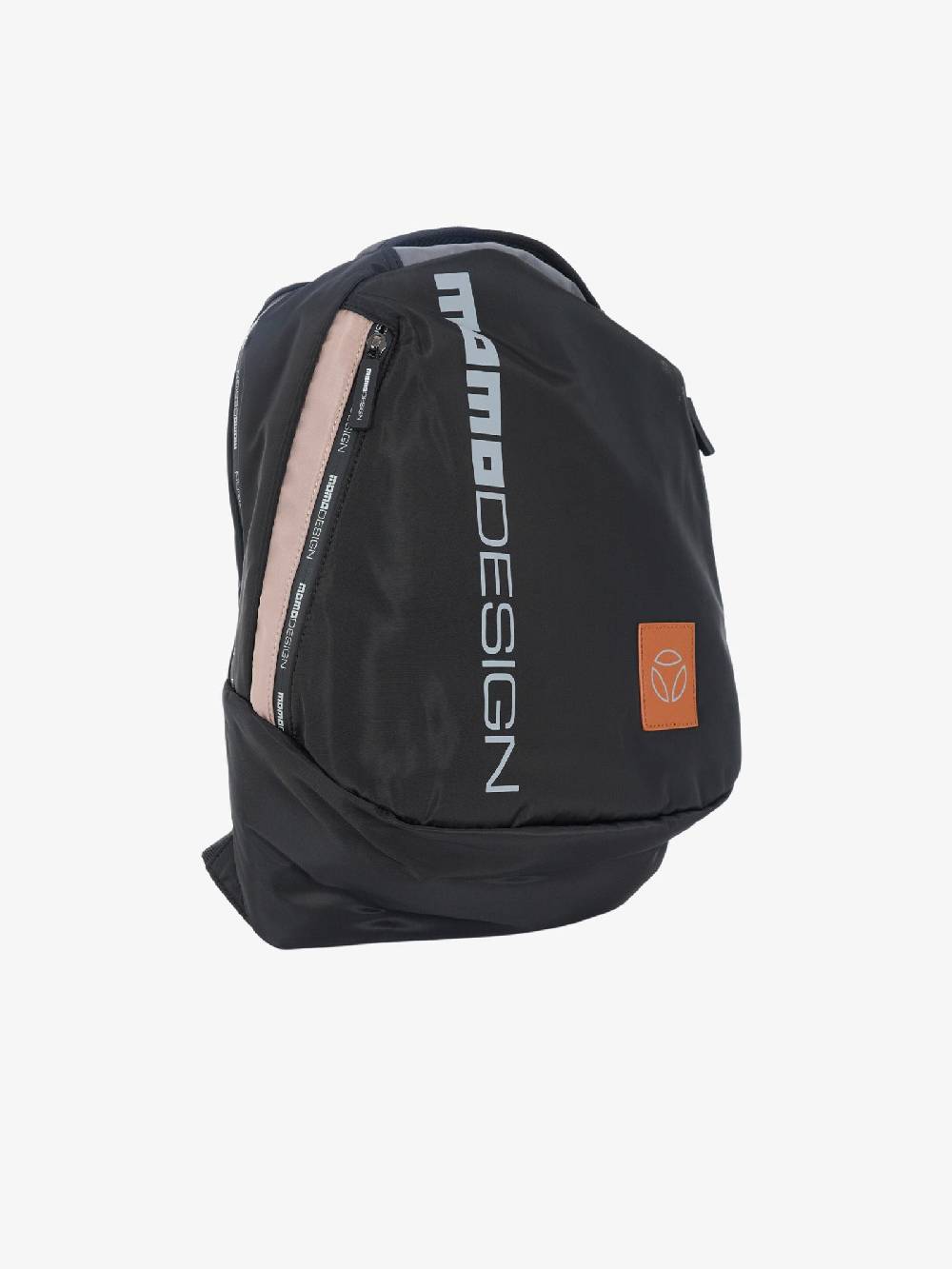 MOMO DESIGN Zaino MO-02IC ovale uomo in nylon nero scuro/cuoio Moda