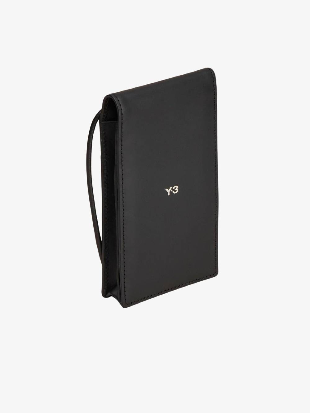 Y-3 Borsello IJ9902 per telefono in vera pelle nero Vendite stagionali