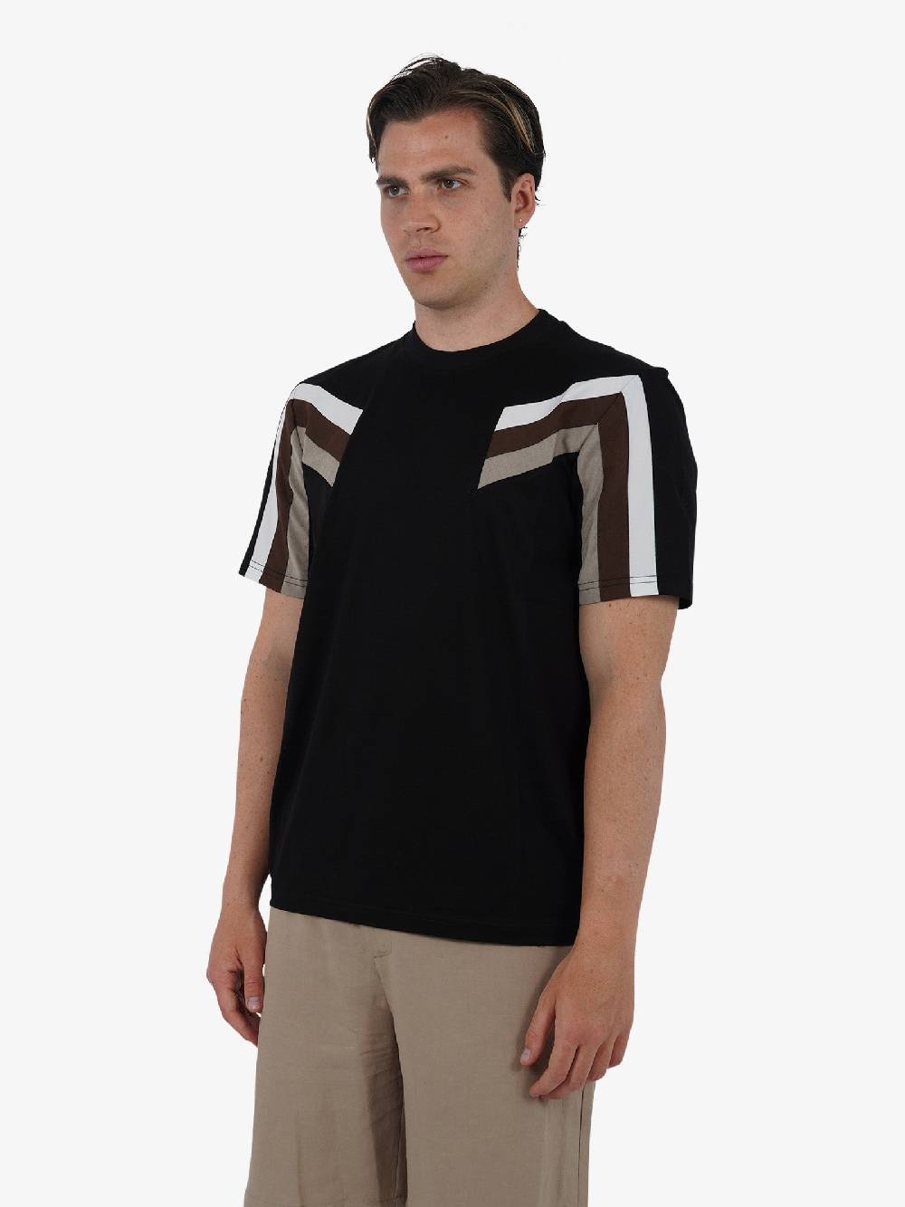 PRET A PORTER T-shirt girocollo con stampa M9M2752 uomo cotone nero Fino al 60% di sconto