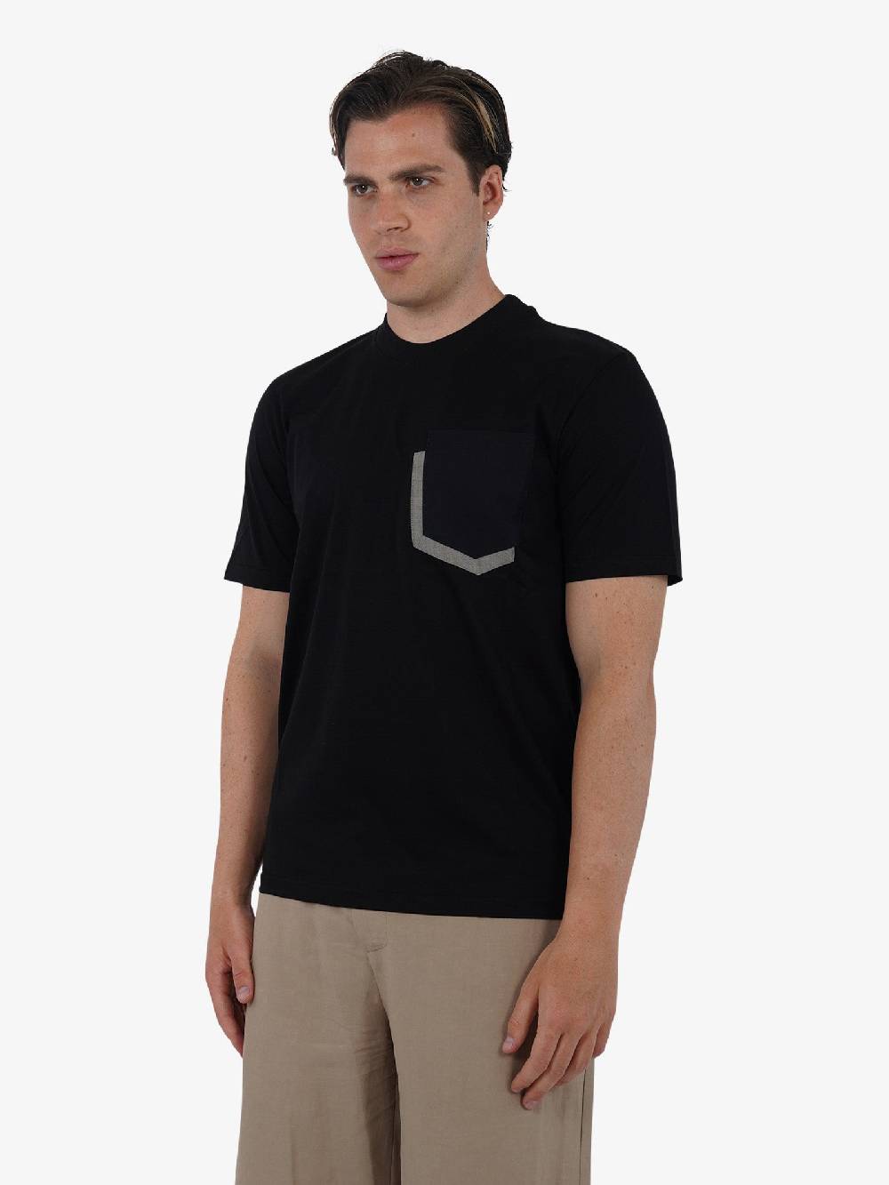 PRET A PORTER T-shirt con tasca bicolore M9M2744 uomo cotone nero Fino al 65% di sconto