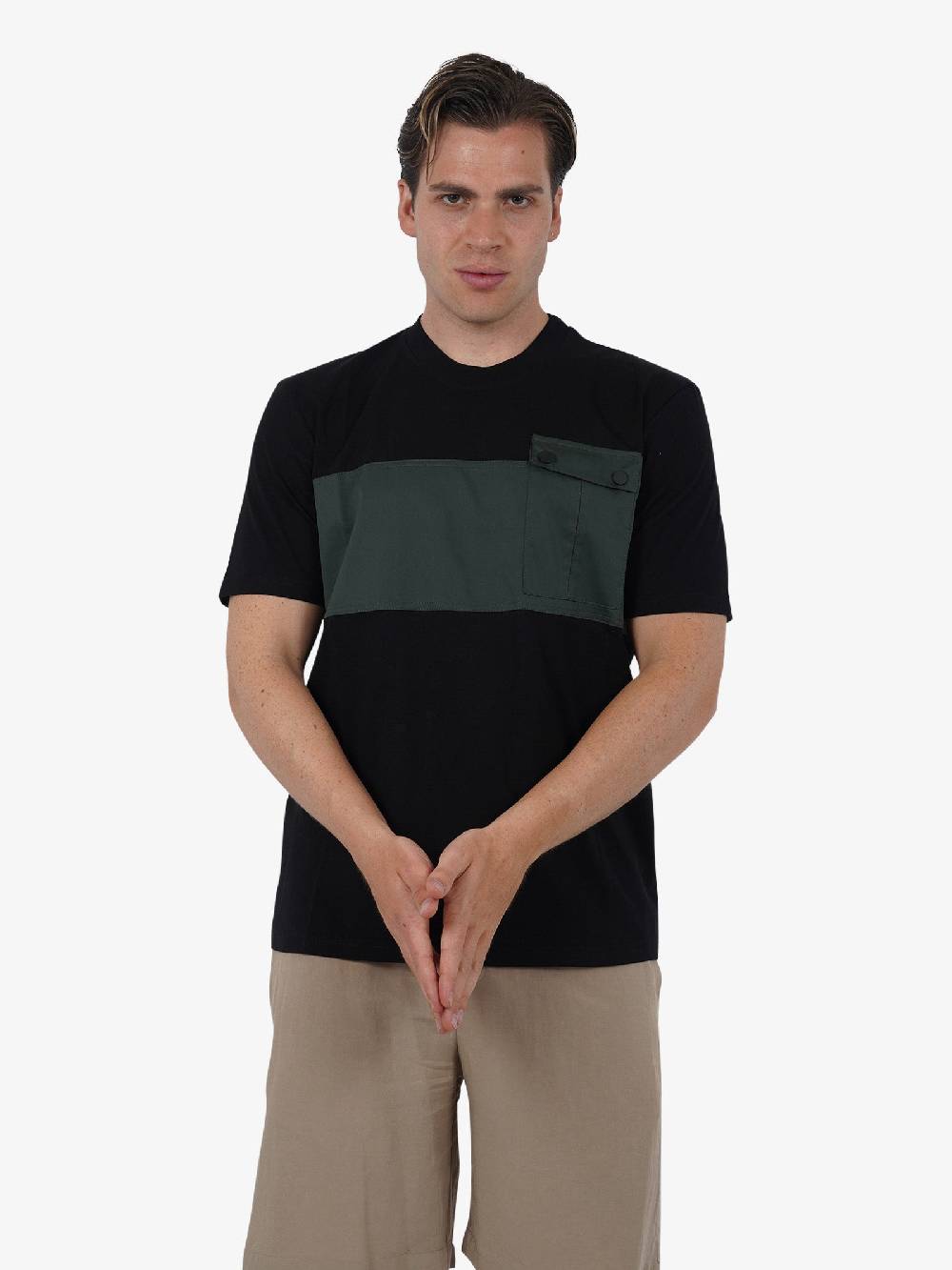 PRET A PORTER T-shirt con tasca applicata M9M2712 uomo cotone nero Sostegno trimestrale