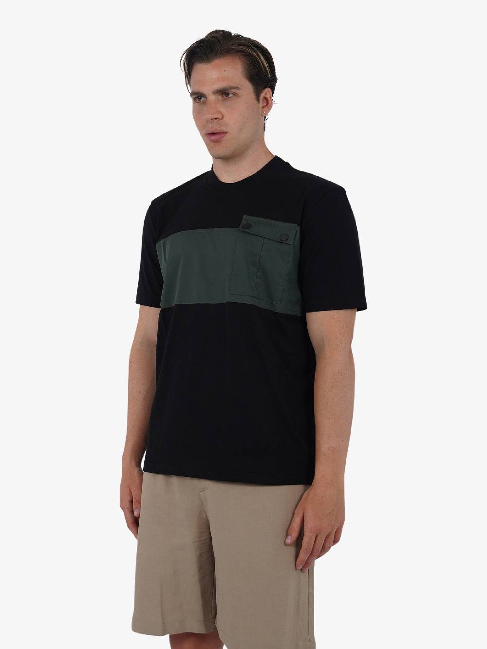 PRET A PORTER T-shirt con tasca applicata M9M2712 uomo cotone nero Sostegno trimestrale