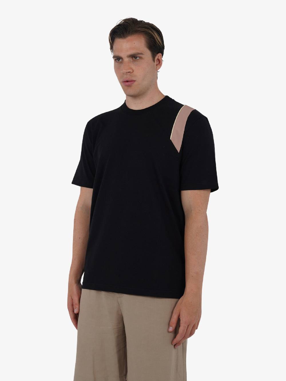 PRET A PORTER T-shirt con stampa sulla spalla M9M2699 uomo cotone nero Fino al 55% di sconto