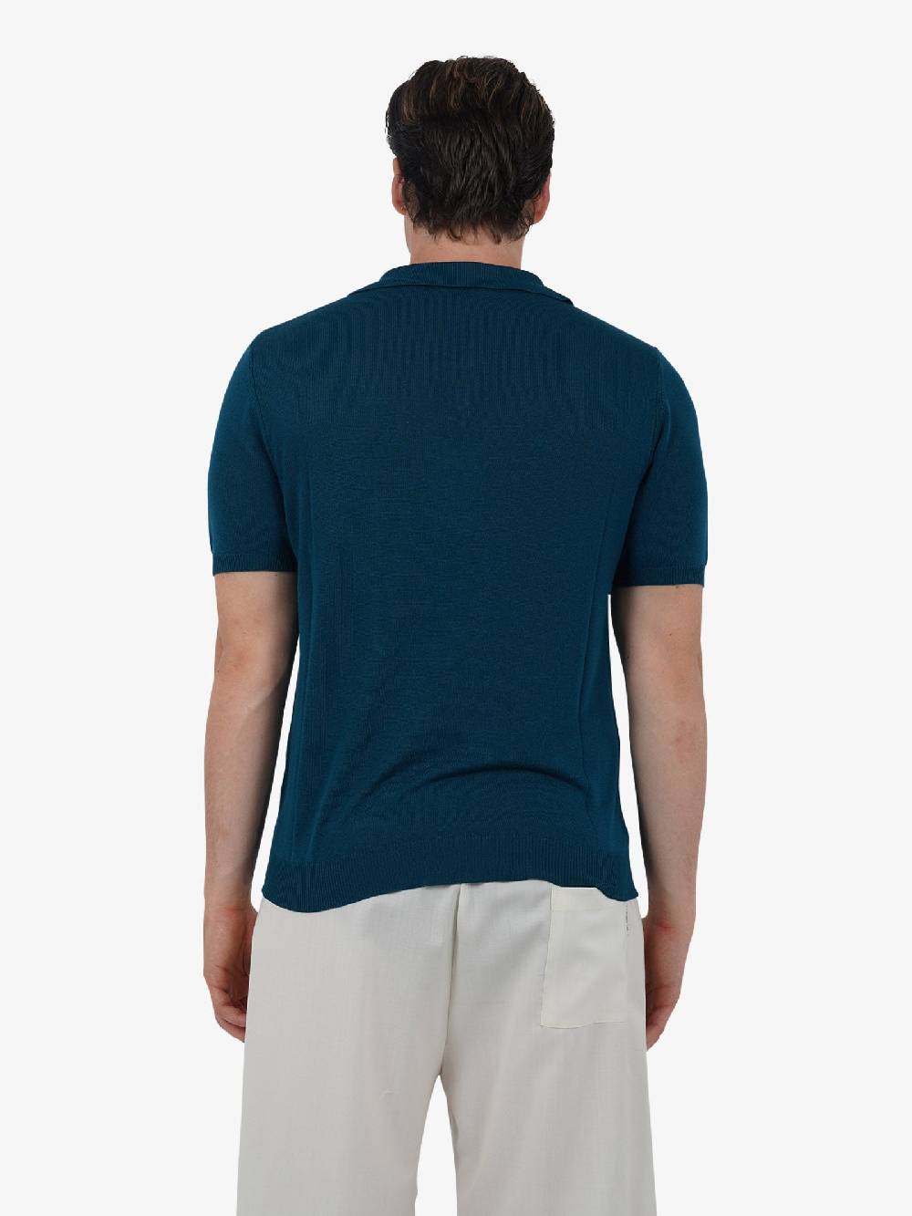 WHITE OVER Polo a 3 bottoni PO/001 uomo viscosa blu Enormi sconti